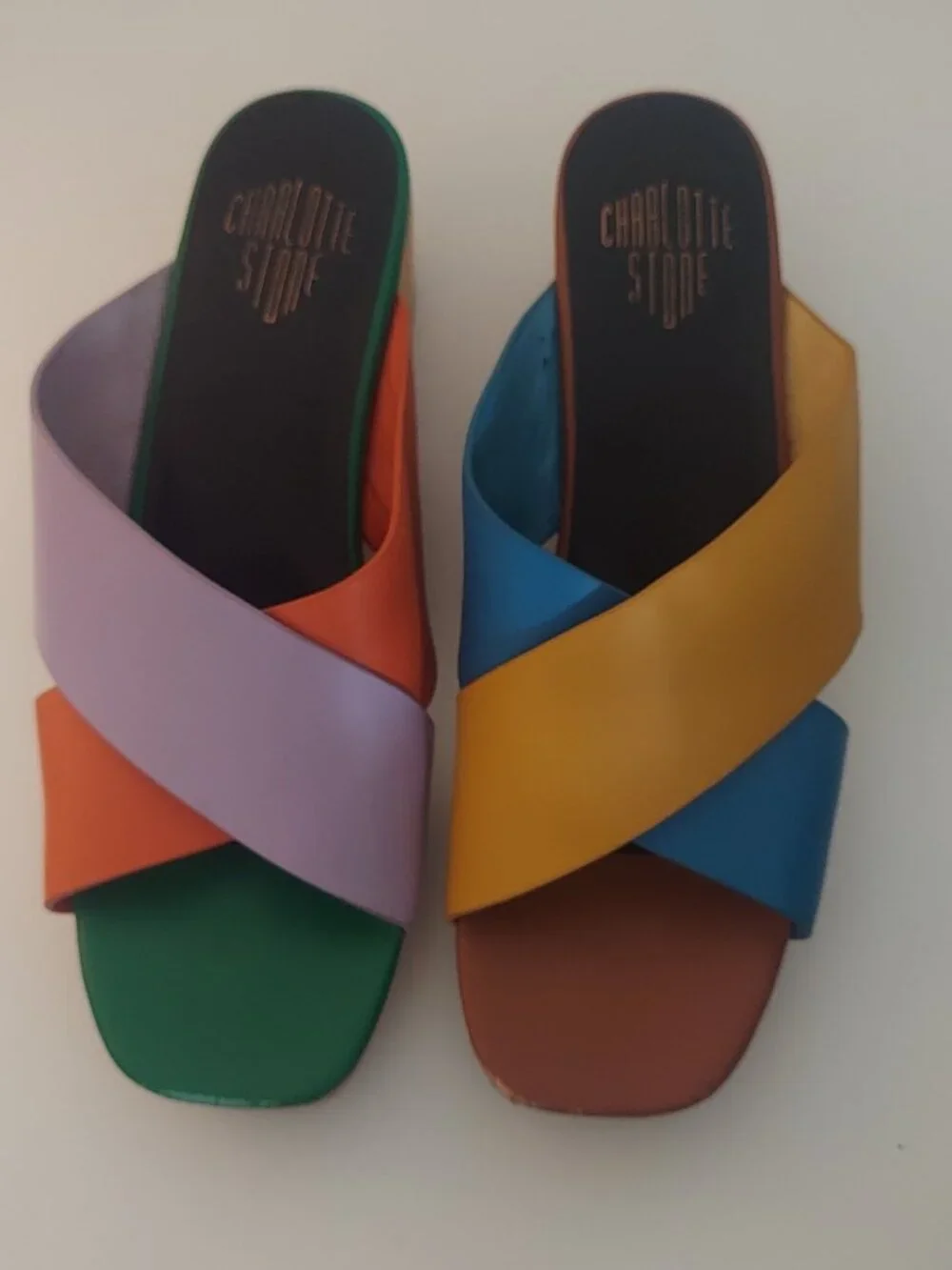 Charlotte Stone - Amos Low Multi-Color Clog Sandals, Size 12